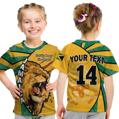 Custom Jamaica Athletics T-Shirt Jamaican Flag Mix Lion Sporty Style Graphic Tee