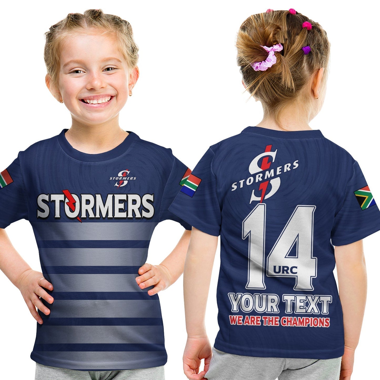 Custom Stormers South Africa Rugby T-Shirt We Are The Champions URC Unity Graphic Tee