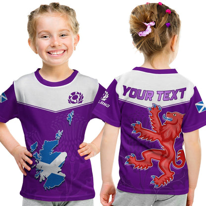 Custom Scottish Rugby T-Shirt Map Of Scotland Thistle Purple Version Graphic Tee