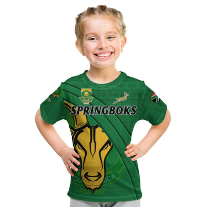 Custom South Africa Rugby T-Shirt Bokke Springbok With African Pattern Stronger Together Graphic Tee
