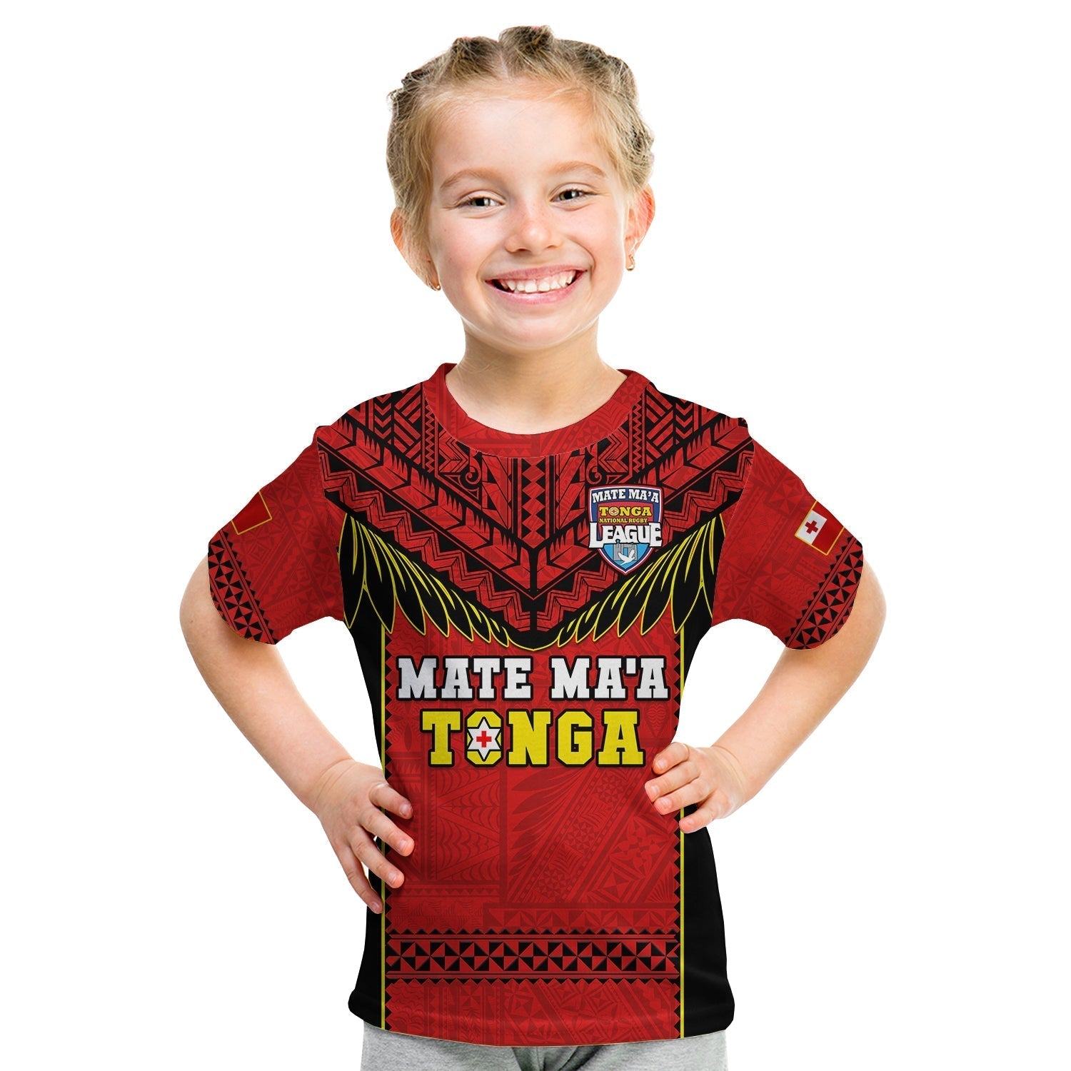 Custom Text And Number Tonga Rugby T-Shirt Mate MaA Tonga Pacific Ngatu Black Graphic Tee