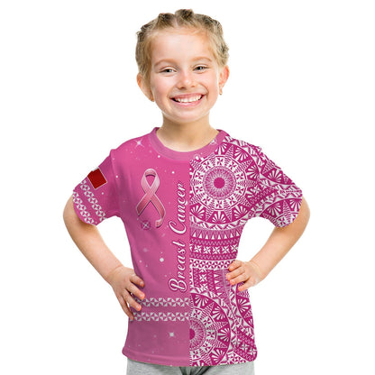 Tonga Breast Cancer T-Shirt Tongan Ngatu Pattern No One Fights Alone Graphic Tee