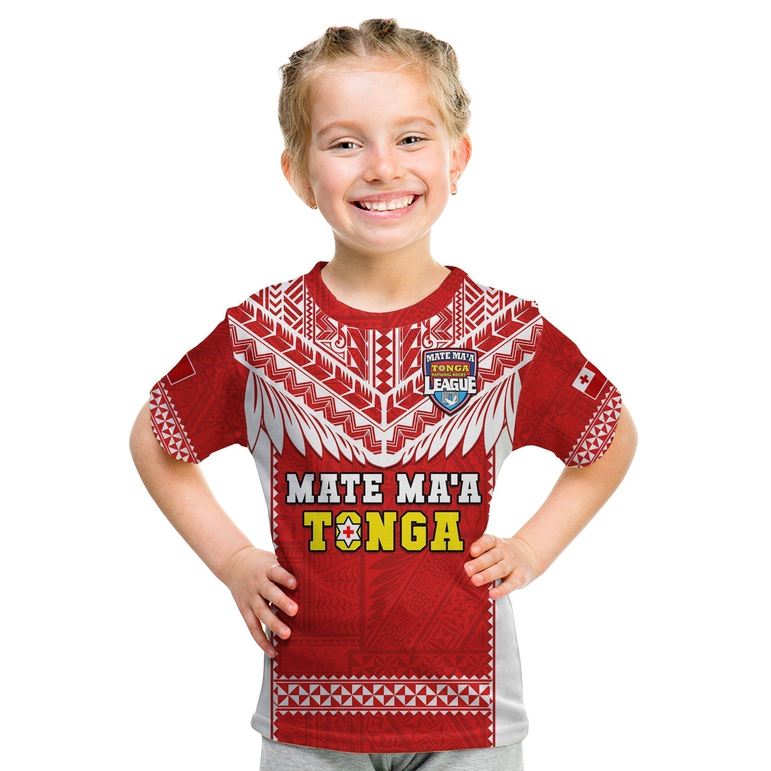 Custom Text And Number Tonga Rugby T-Shirt Mate MaA Tonga Pacific Ngatu White Graphic Tee