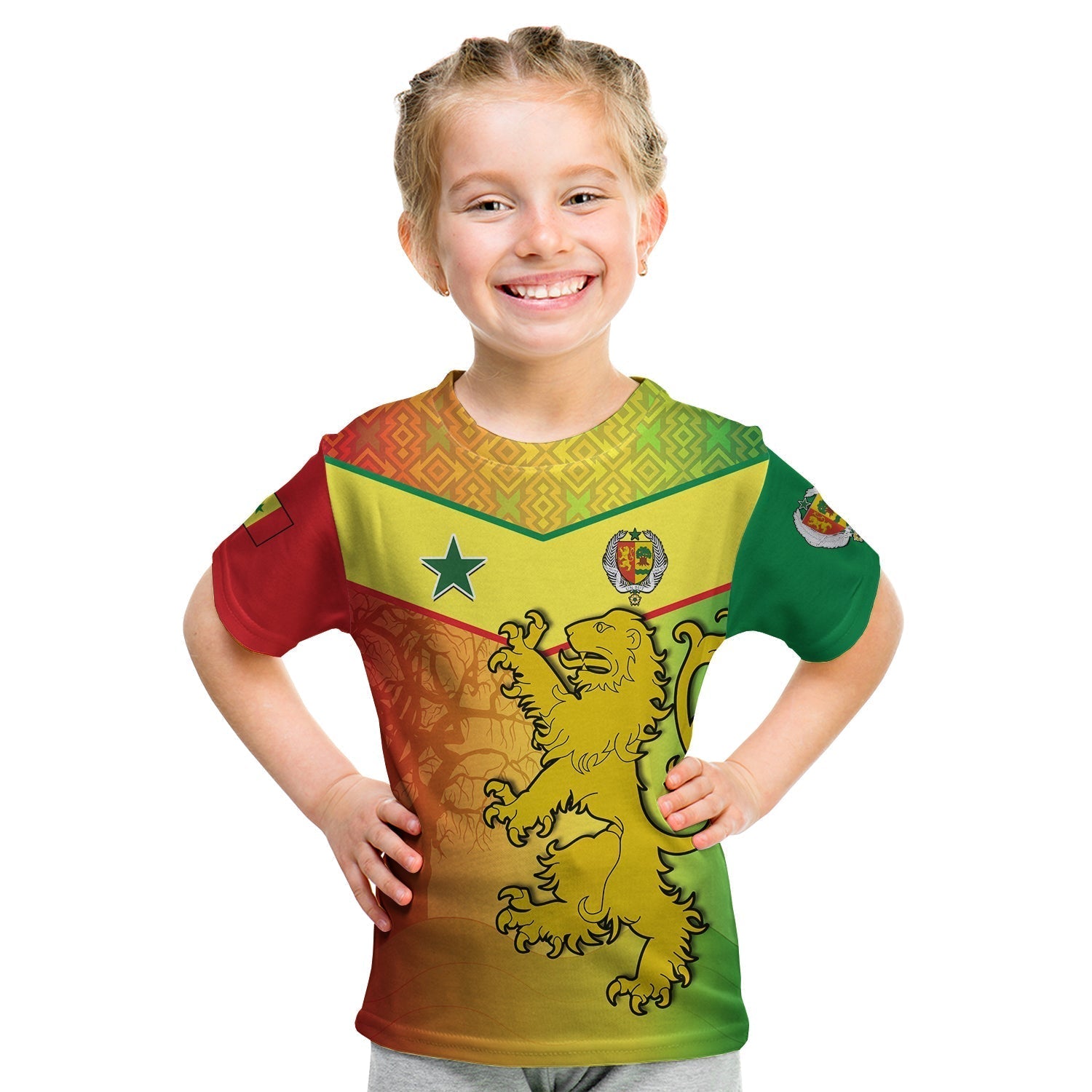 Custom Senegal T-Shirt Lion With Senegal Map Reggae Style Graphic Tee