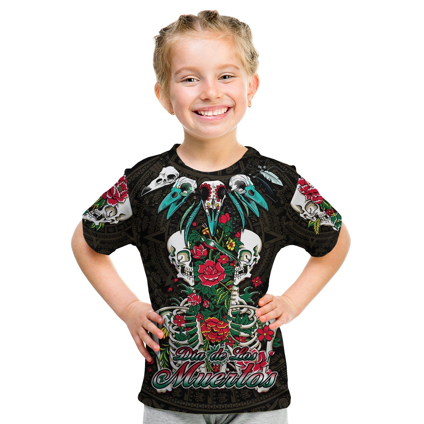 Mexico T-Shirt Floral Skull Dia De Los Muertos Graphic Tee
