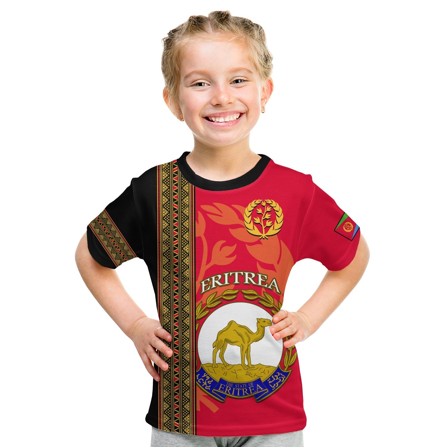 Custom Eritrea T-Shirt African Pattern Happy Independence Day Version Black Graphic Tee