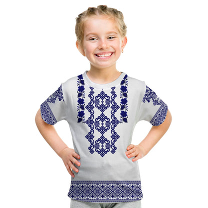 Custom Ukraine T-Shirt Navy Ukrainian Folk Graphic Tee