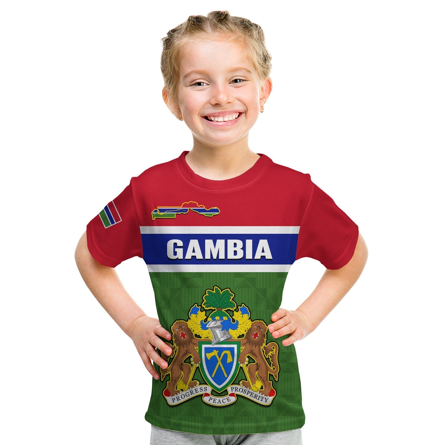 Gambia T-Shirt Happy 58th Independence Anniversary Flag Style Graphic Tee