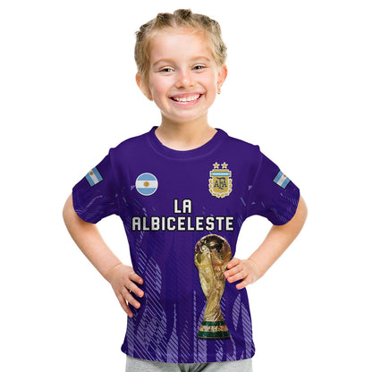Argentina Football T-Shirt La Albiceleste Campeon Proud Purple 2022 Graphic Tee