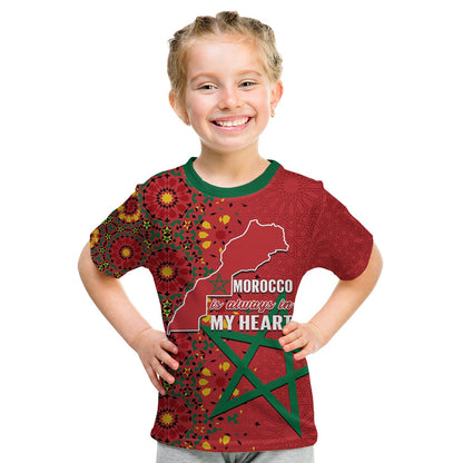 Morocco Western Sahara T-Shirt Map Red Moroccan Is Always In My Heart Graphic Tee