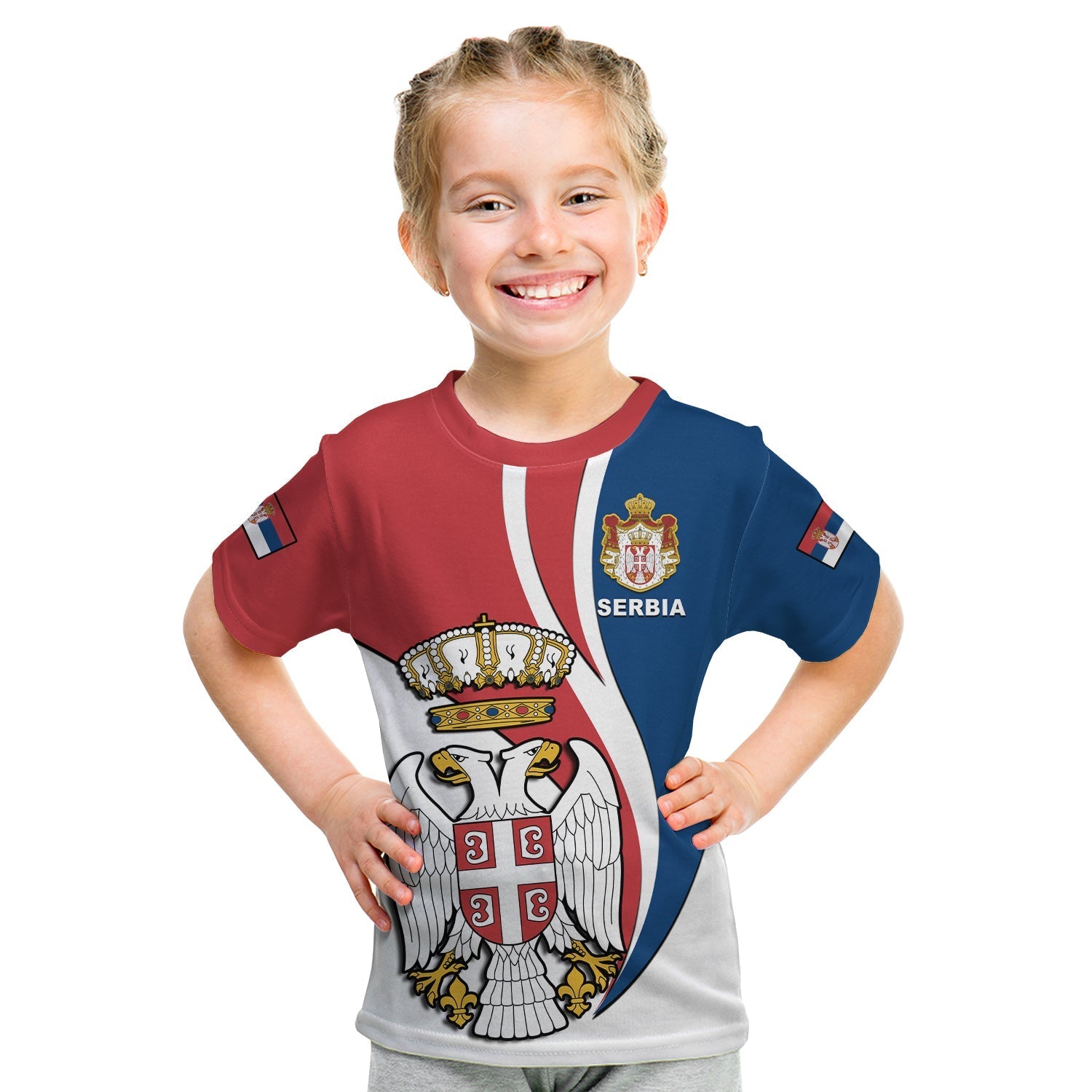 Custom Serbia T-Shirt Happy Serbian Statehood Day With Coat Of Arms Graphic Tee