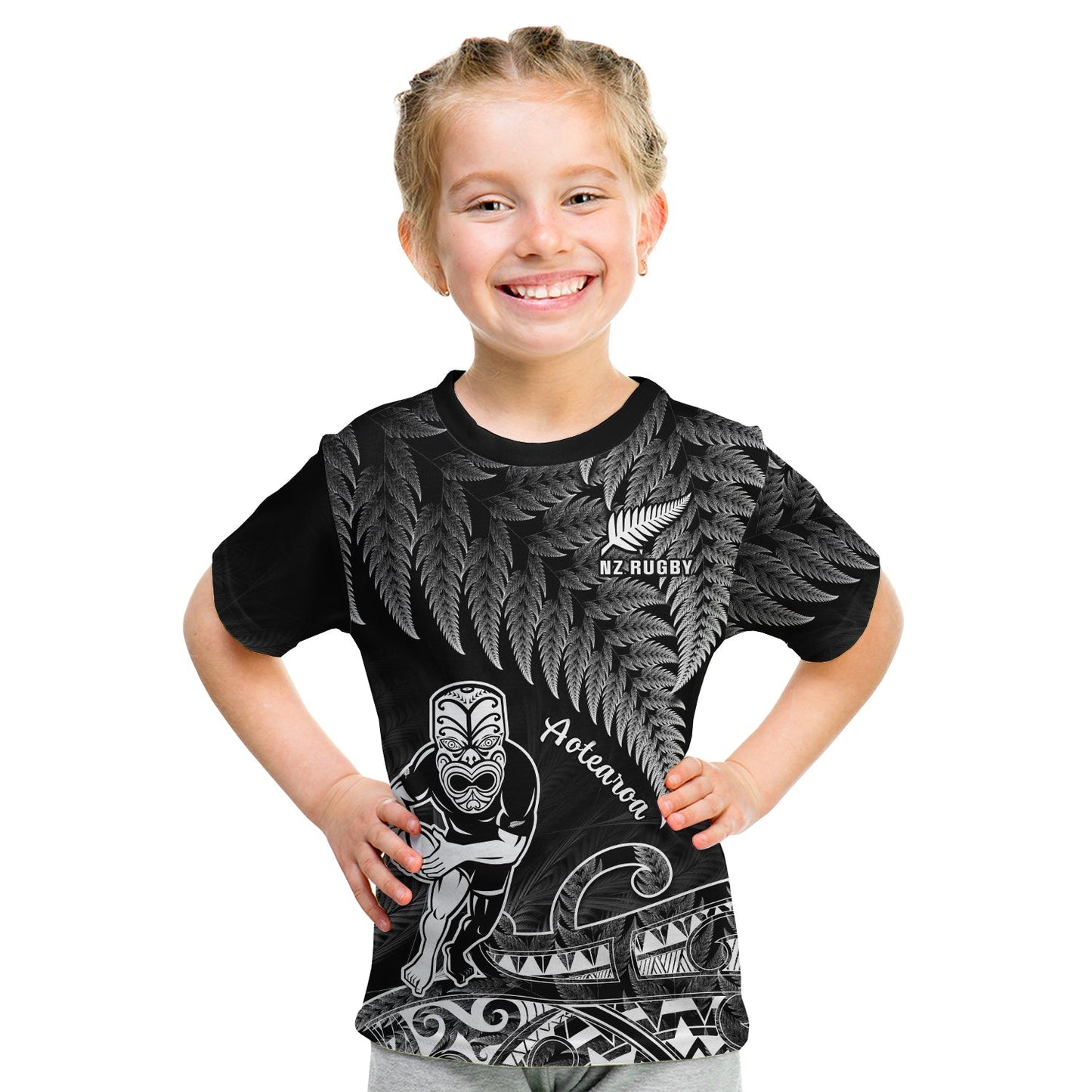 Custom New Zealand Silver Fern Rugby T-Shirt All Black Koru Maori Graphic Tee