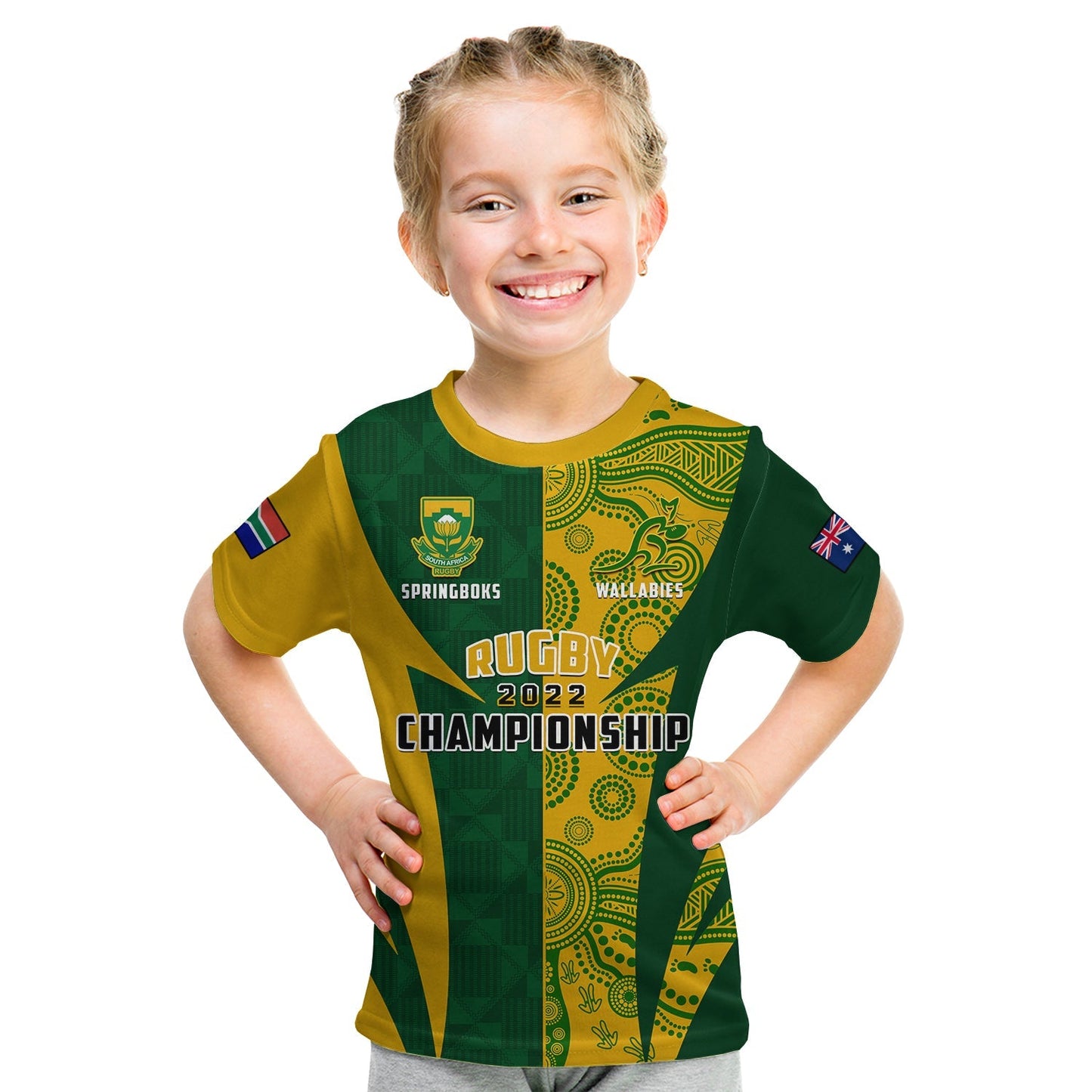 Australia Rugby and South Africa Rugby T-Shirt Wallabies Mix Springboks Sporty Graphic Tee