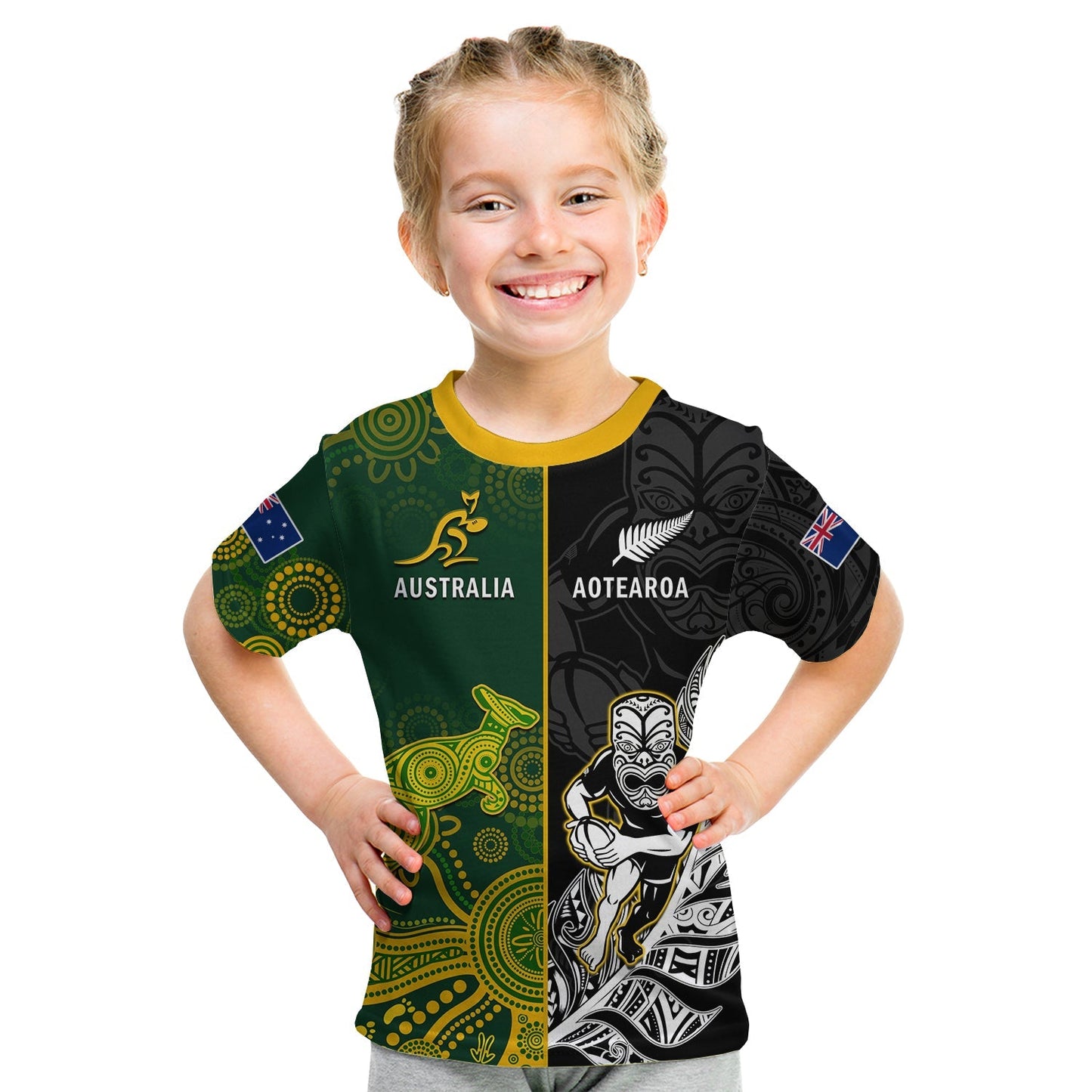 Custom Australia Rugby Mix Aotearoa Rugby T-Shirt Wallabies All Black Special Version Graphic Tee