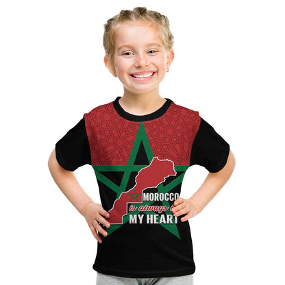 Morocco Western Sahara T-Shirt Map Black Moroccan Is Always In My Heart Graphic Tee