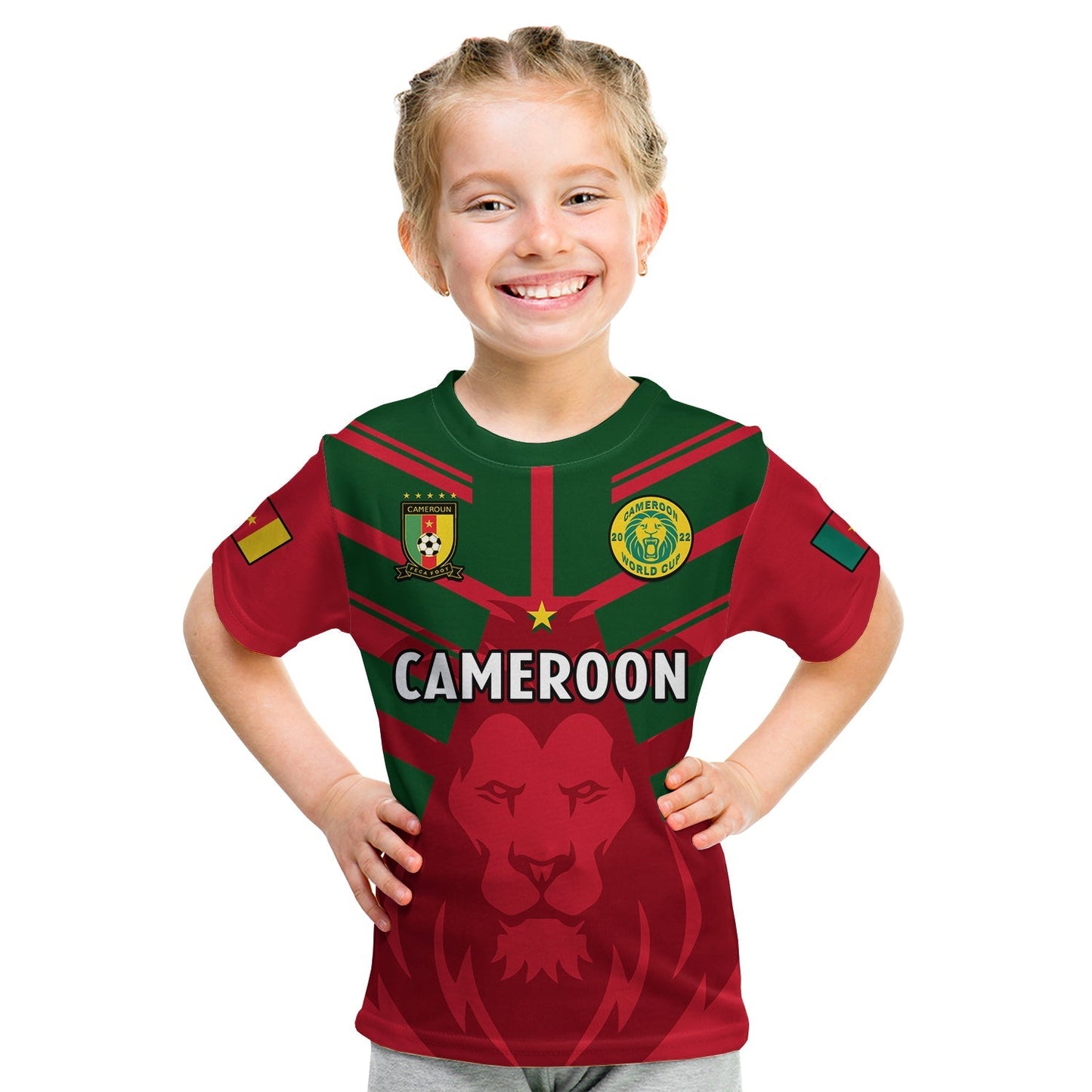 Custom Cameroon Football T-Shirt Les Lions Indomptables Red World Cup 2022 Graphic Tee