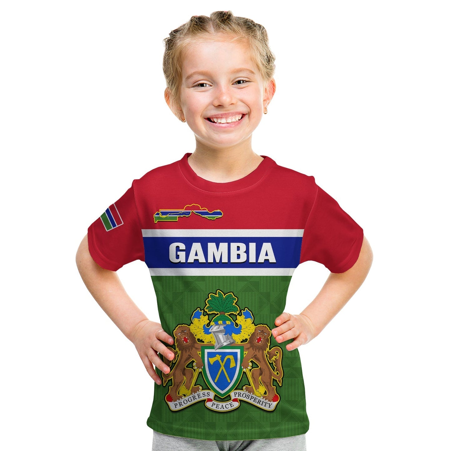 Custom Gambia T-Shirt Happy 58th Independence Anniversary Flag Style Graphic Tee