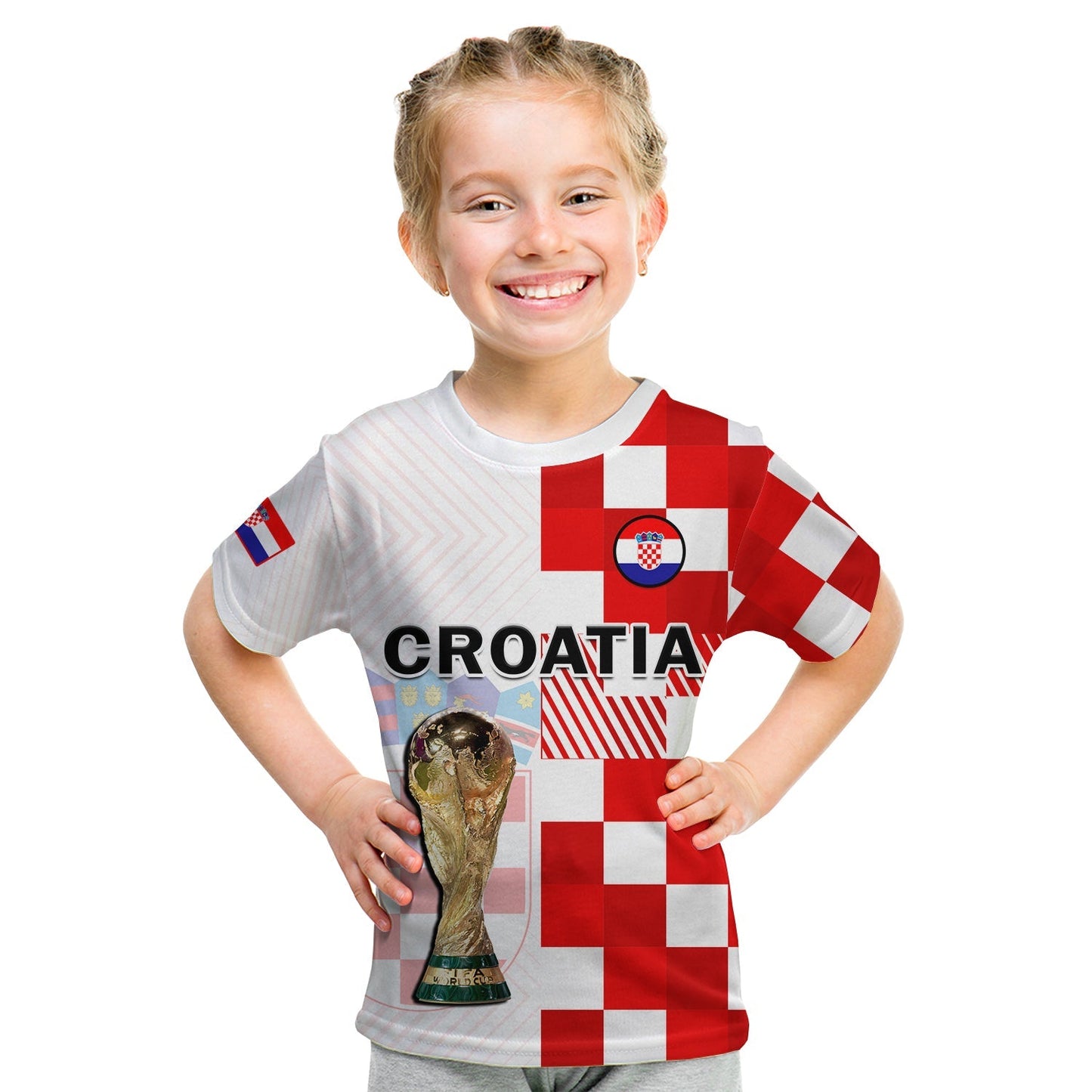 Custom Croatia Football T-Shirt Hrvatska Checkerboard Champions WC 2022 Graphic Tee