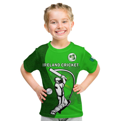 Ireland Cricket T-Shirt Irish Flag Celtic Cross Sporty Style Graphic Tee