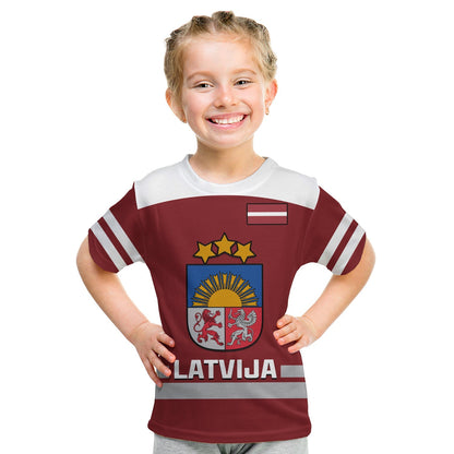 Latvia Hockey T-Shirt Red Sporty Style Graphic Tee