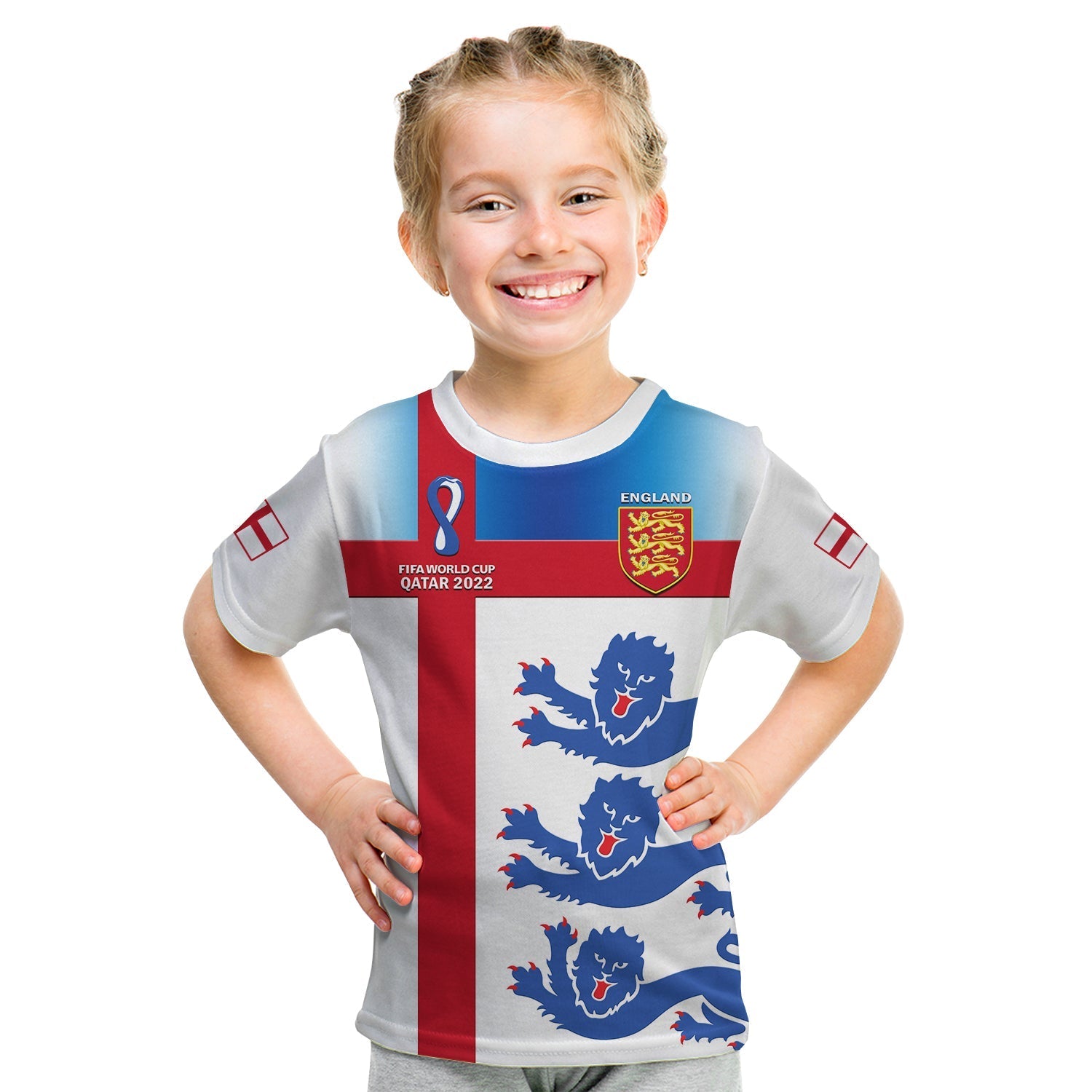 Custom England Football T-Shirt Three Lions Champions World Cup 2022 Graphic Tee