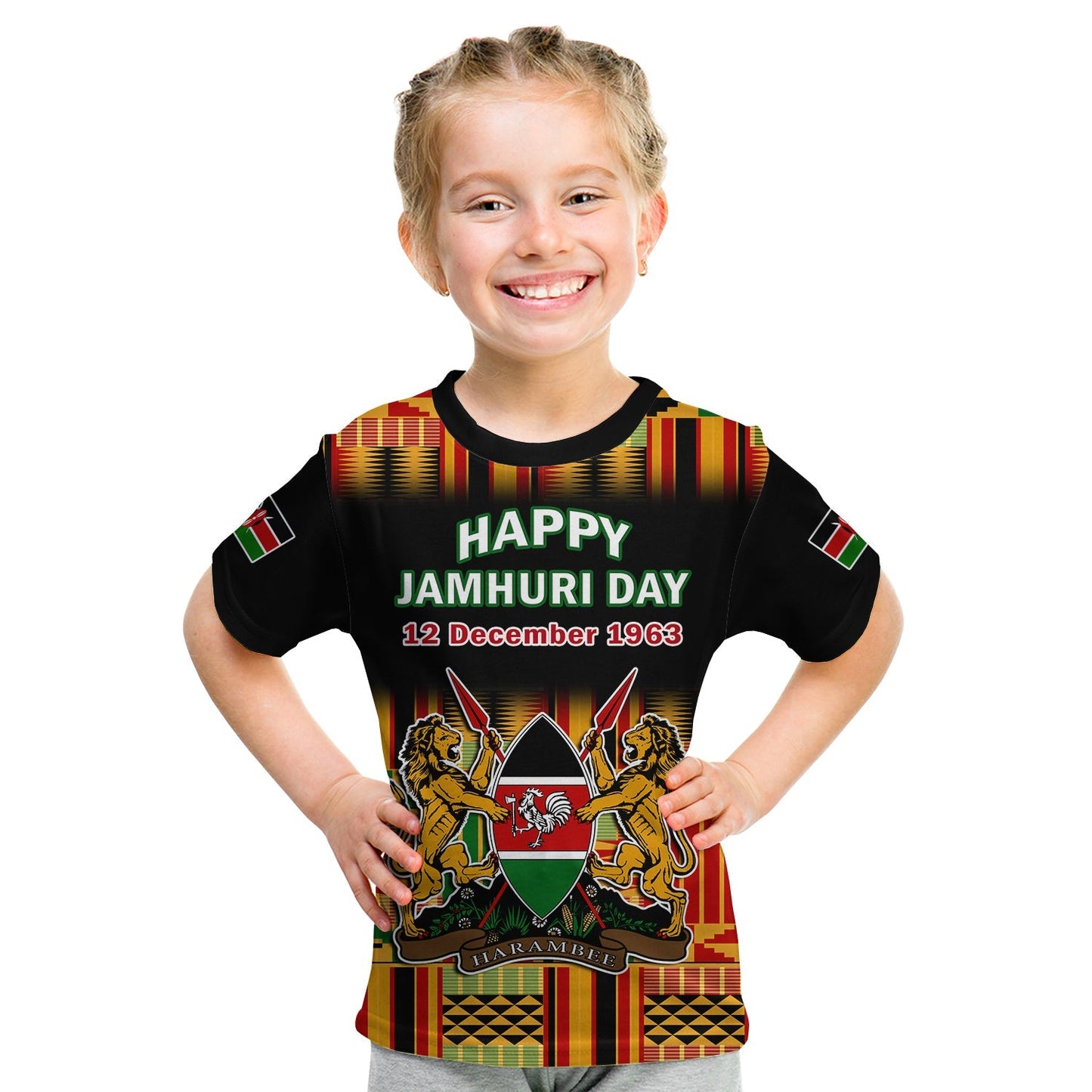 Kenya T-Shirt Happy Jamhuri Day Kenyan Pattern Graphic Tee