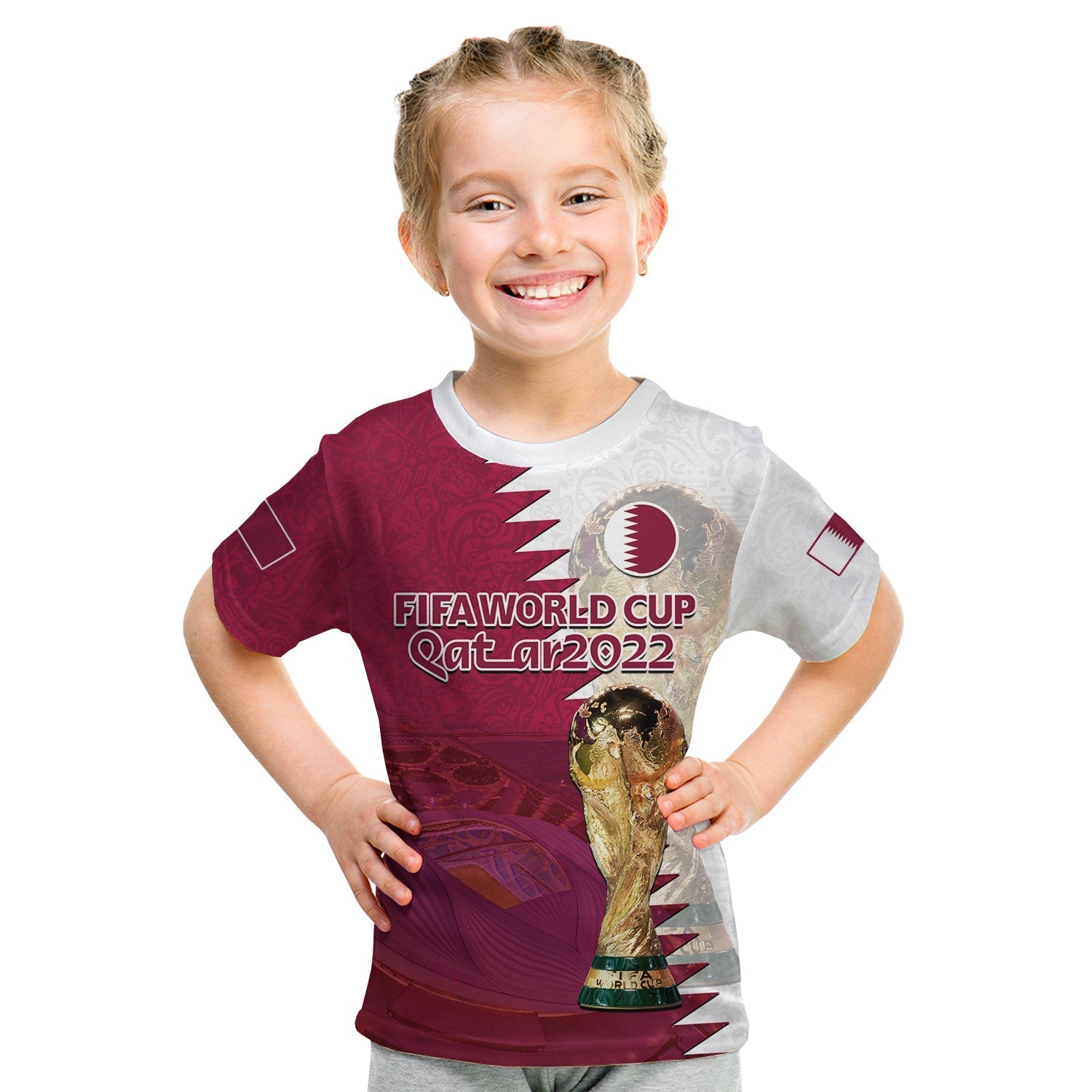Custom Qatar Football T-Shirt Champions Qatari Al Janoub Stadium WC 2022 Graphic Tee