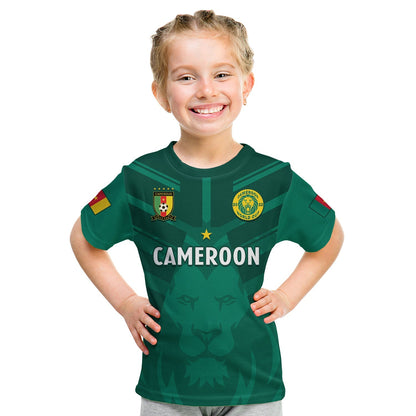 Custom Cameroon Football T-Shirt Les Lions Indomptables Green World Cup 2022 Graphic Tee