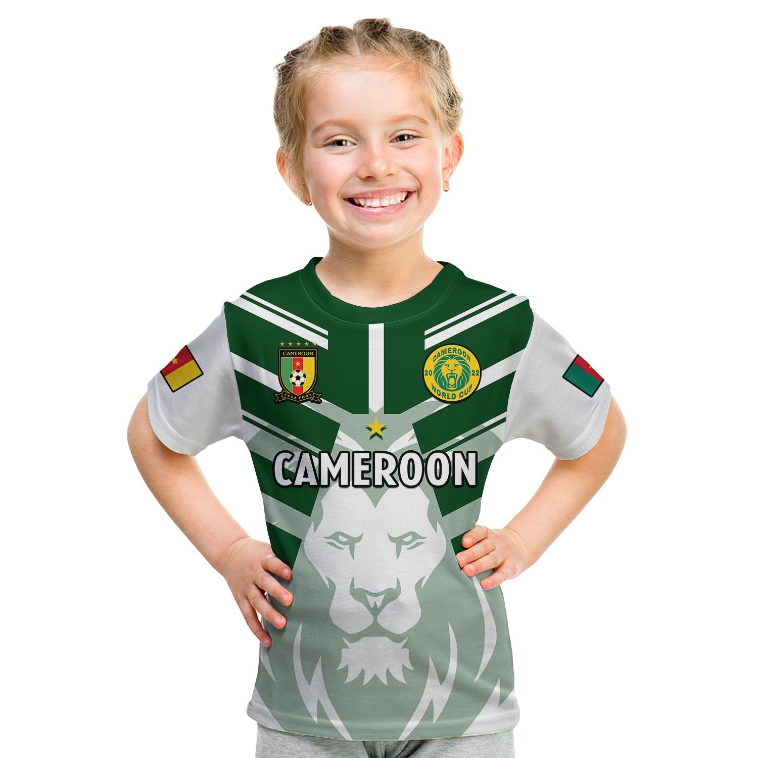 Cameroon Football T-Shirt Les Lions Indomptables White World Cup 2022 Graphic Tee