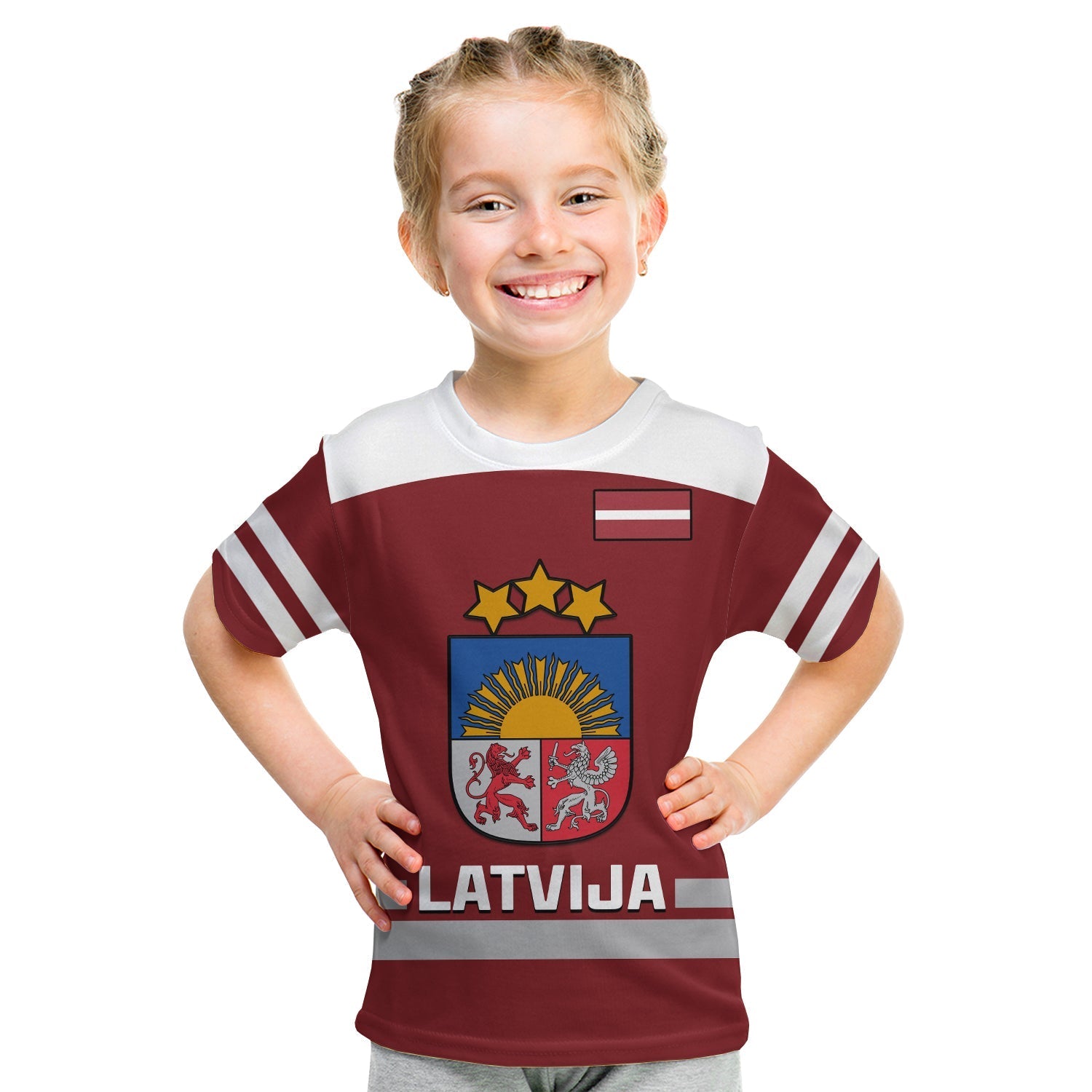 Custom Latvia Hockey T-Shirt Red Sporty Style Graphic Tee
