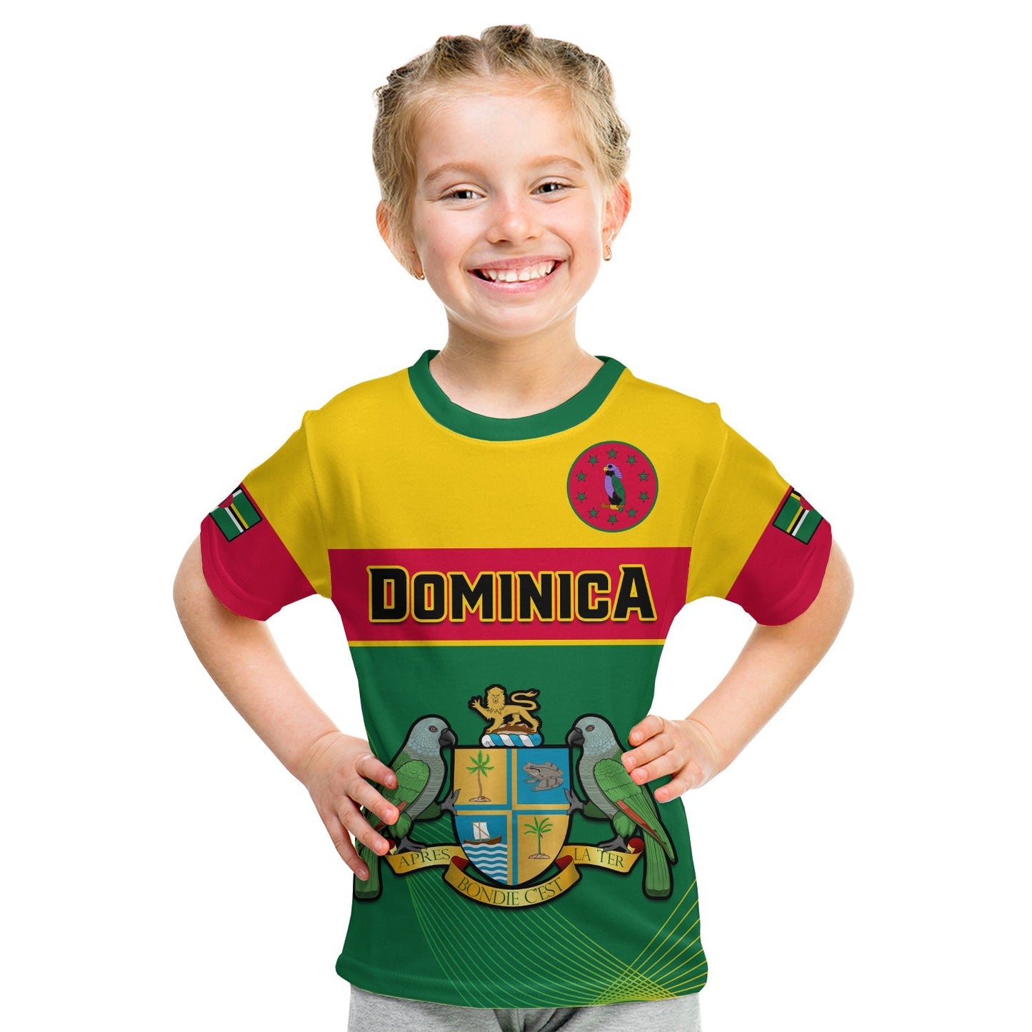 Custom Dominica T-Shirt Dominican Coat Of Arms With Map Graphic Tee