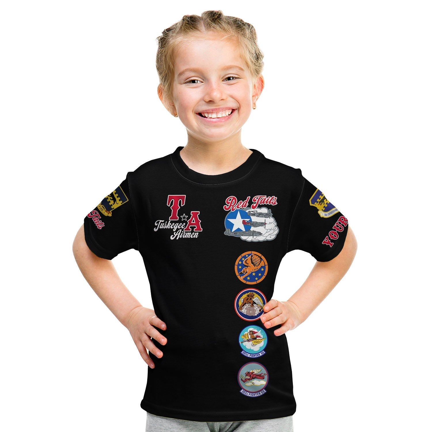 Custom Tuskegee Airmen T-Shirt Red Tail Angels American Heros Graphic Tee