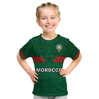 Custom Morocco Football T-Shirt World Cup 2022 Green Moroccan Pattern Graphic Tee