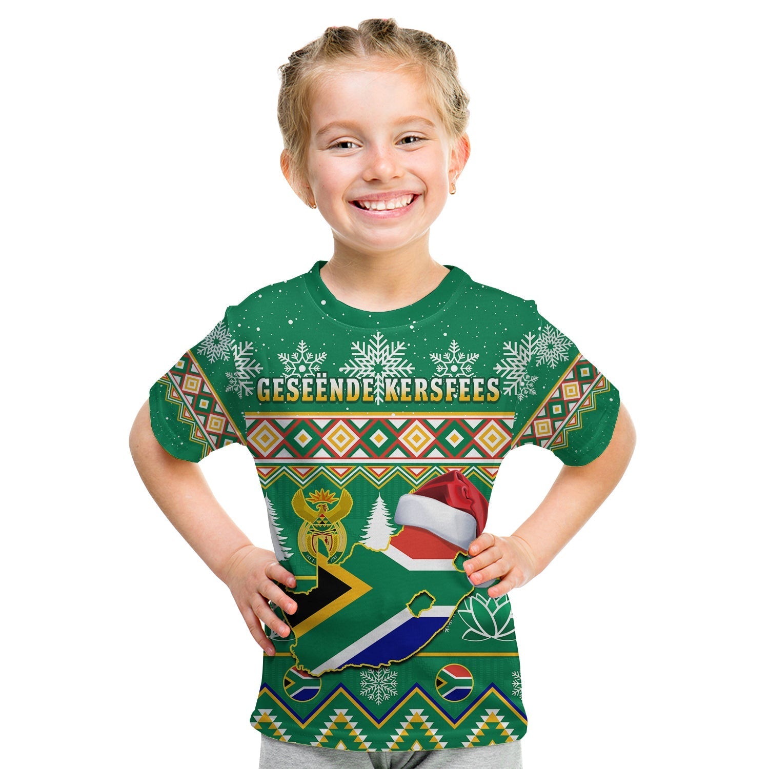 South Africa Christmas T-Shirt King Protea Geseende Kersfees Graphic Tee