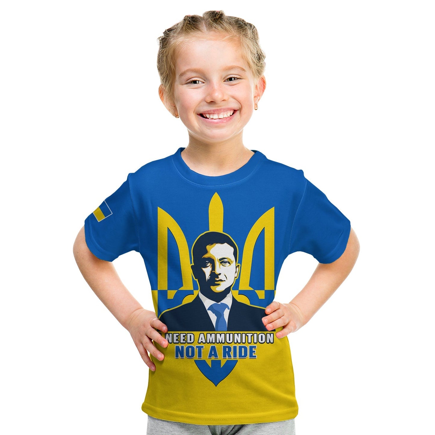 Ukraine T-Shirt Ukraine Gold Trident Slava Ukraini Blue Graphic Tee