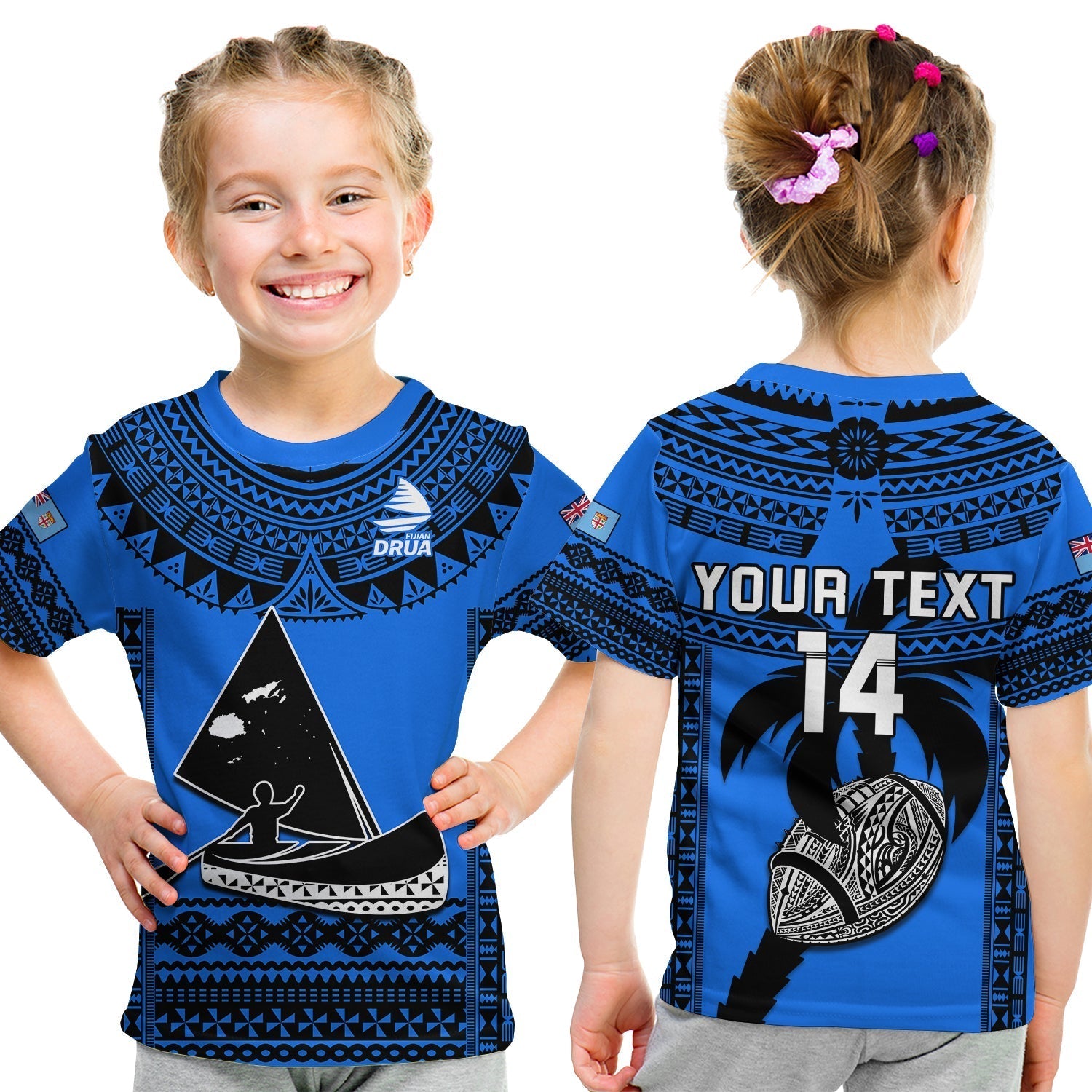Custom Text And Number Fiji Rugby T-Shirt Fijian Drua Super Polynesian Special Tapa Pattern Graphic Tee