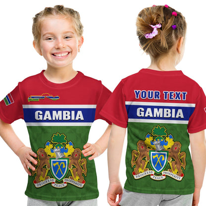 Custom Gambia T-Shirt Happy 58th Independence Anniversary Flag Style Graphic Tee