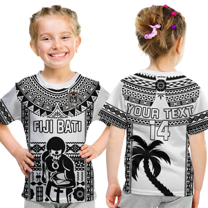 Custom Text And Number Fiji Rugby T-Shirt Pacific The Bati Black Fijian Tapa Graphic Tee