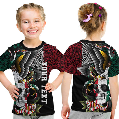 Custom Mexico T-Shirt Mexican Skull Eagle With Angry Snake Graphic Tee