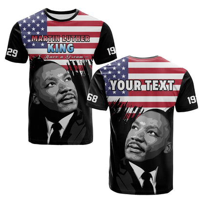 Custom United States T-Shirt United States Happy MLK Day Flag Grunge Style Graphic Tee