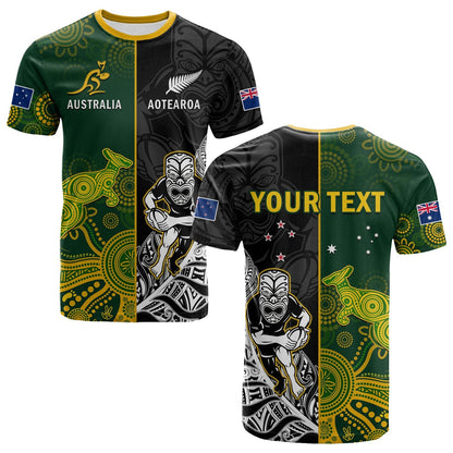 Custom Australia Rugby Mix Aotearoa Rugby T-Shirt Wallabies All Black Special Version Graphic Tee
