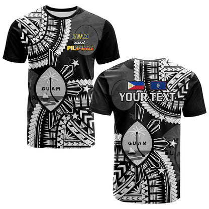 Custom Guam and Philippines T-Shirt Guaman Filipinas Together Black Graphic Tee