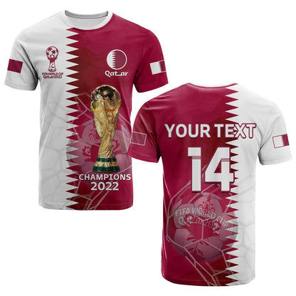Custom Qatar Football T-Shirt Annabi Champions Proud WC 2022 Graphic Tee