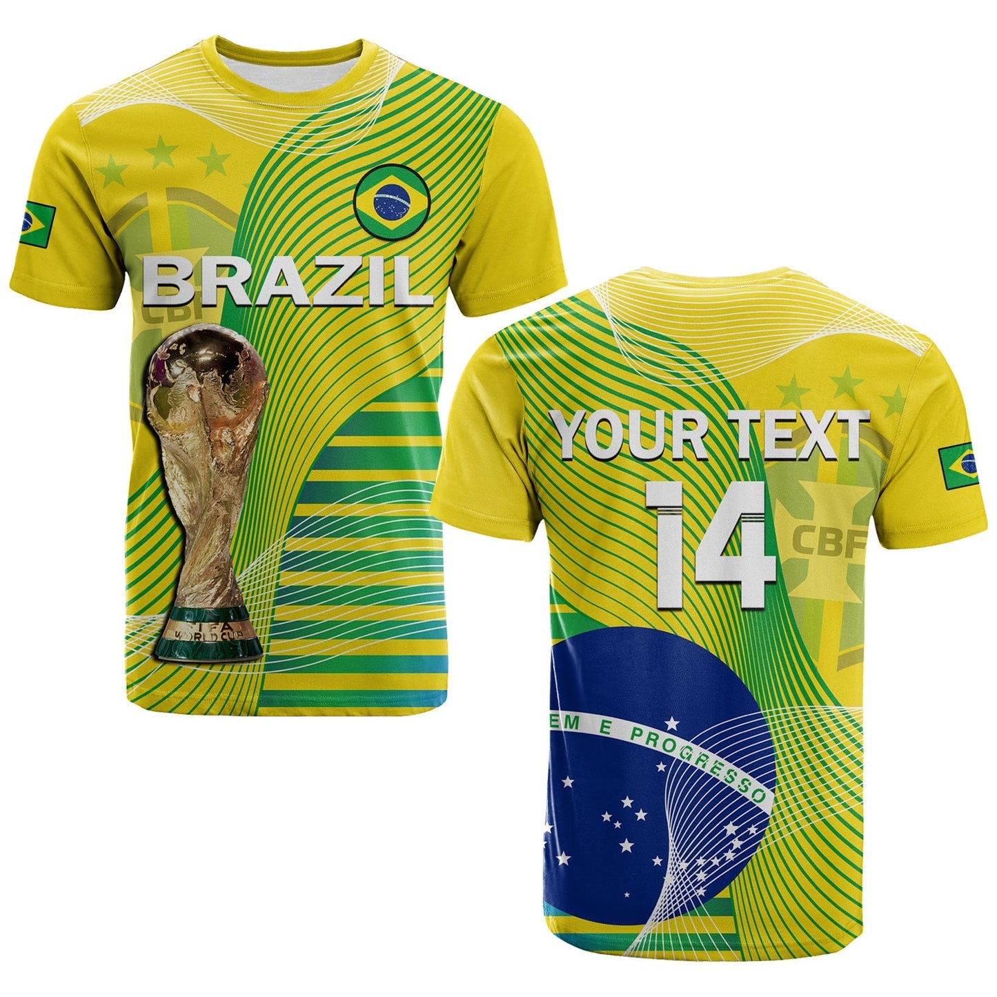 Custom Brazil Football T-Shirt Canarinha Champions WC 2022 Graphic Tee