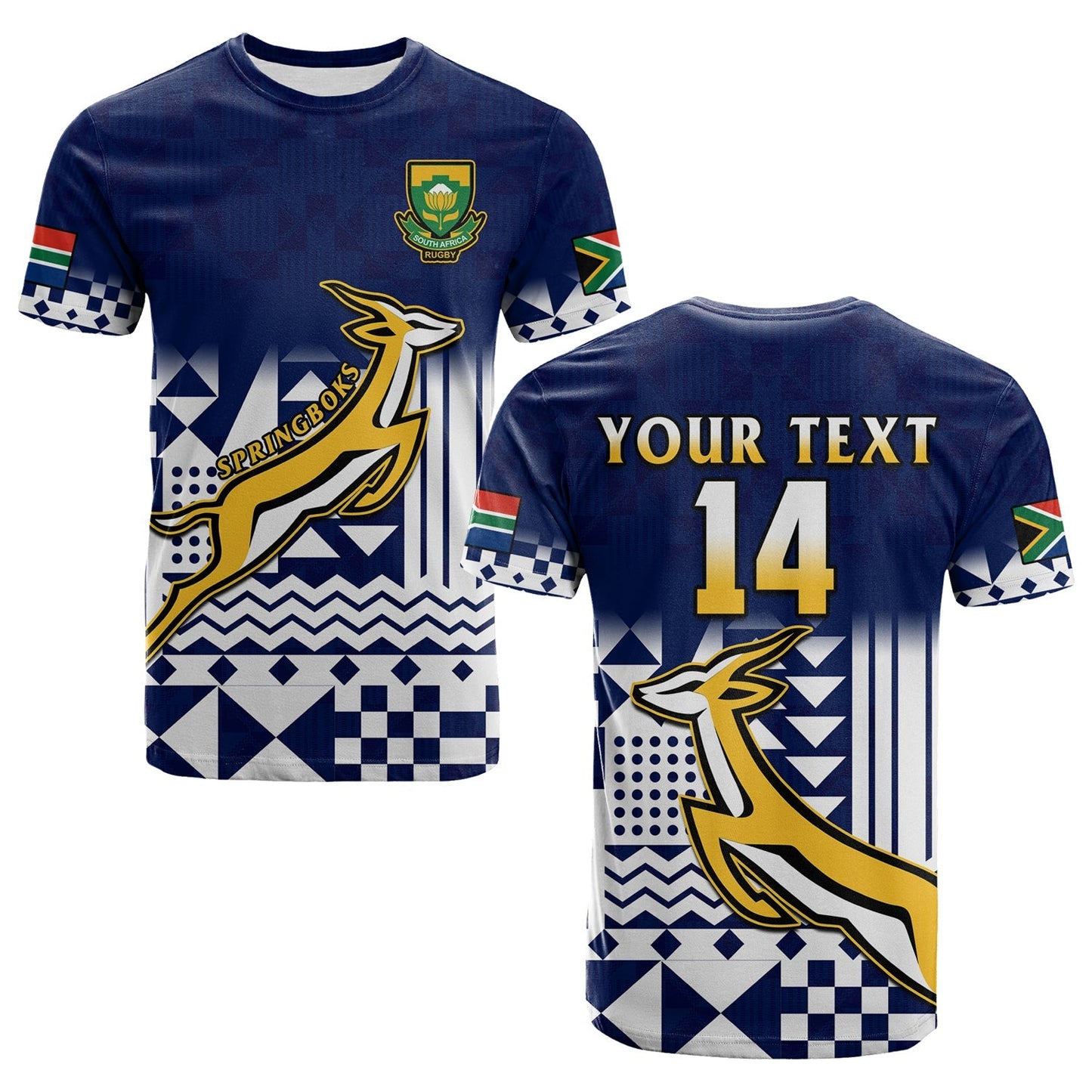 Custom South Africa Rugby T-Shirt Outgoing Tour Go Springboks Graphic Tee