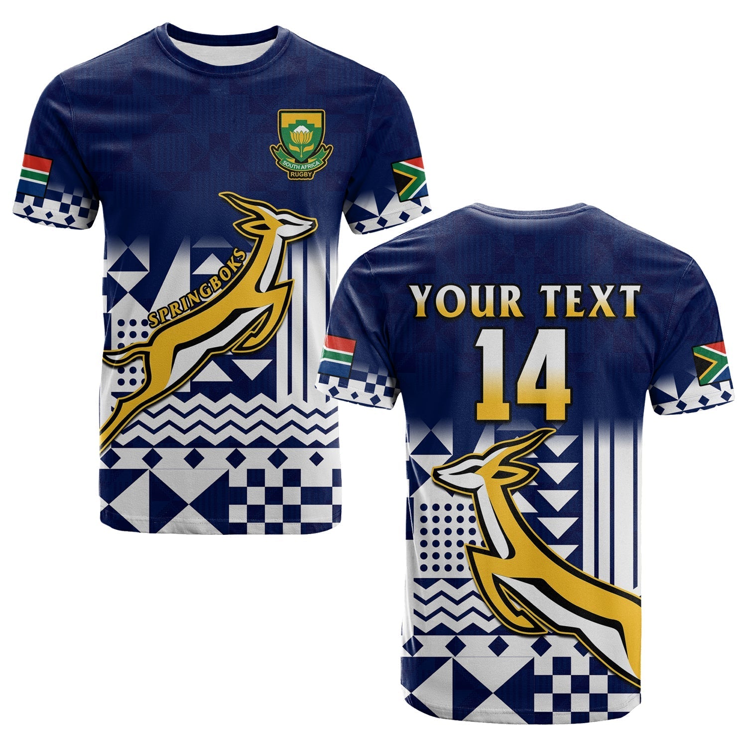 Custom South Africa Rugby T-Shirt Outgoing Tour Go Springboks Graphic Tee