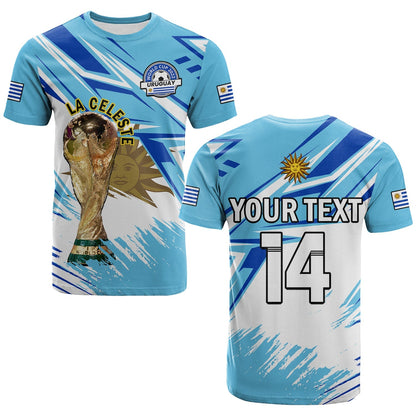 Custom Uruguay Football T-Shirt La Celeste WC 2022 Sporty Style Graphic Tee