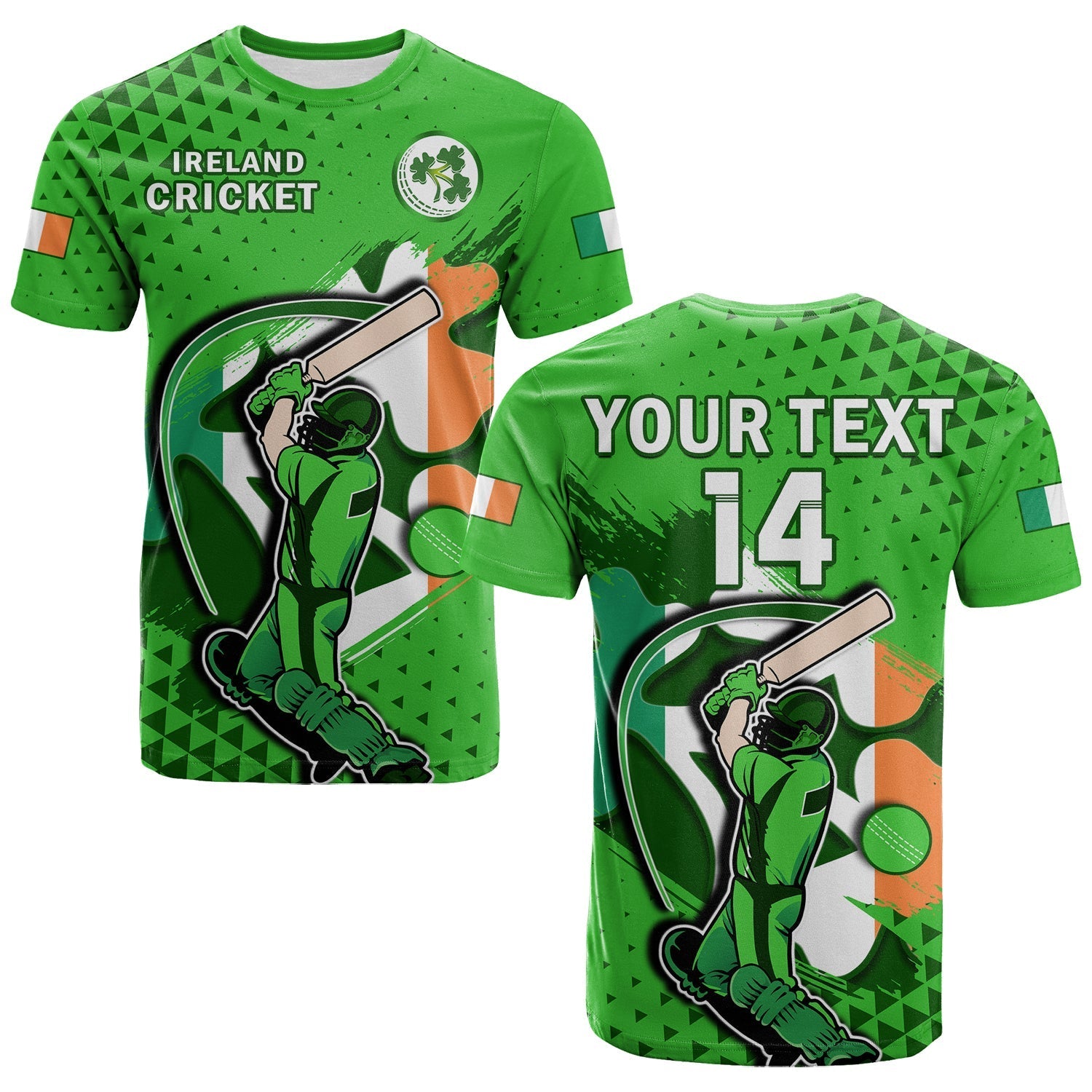Custom Ireland Cricket T-Shirt Irish Flag Shamrock Sporty Style Graphic Tee
