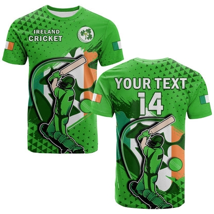 Custom Ireland Cricket T-Shirt Irish Flag Shamrock Sporty Style Graphic Tee