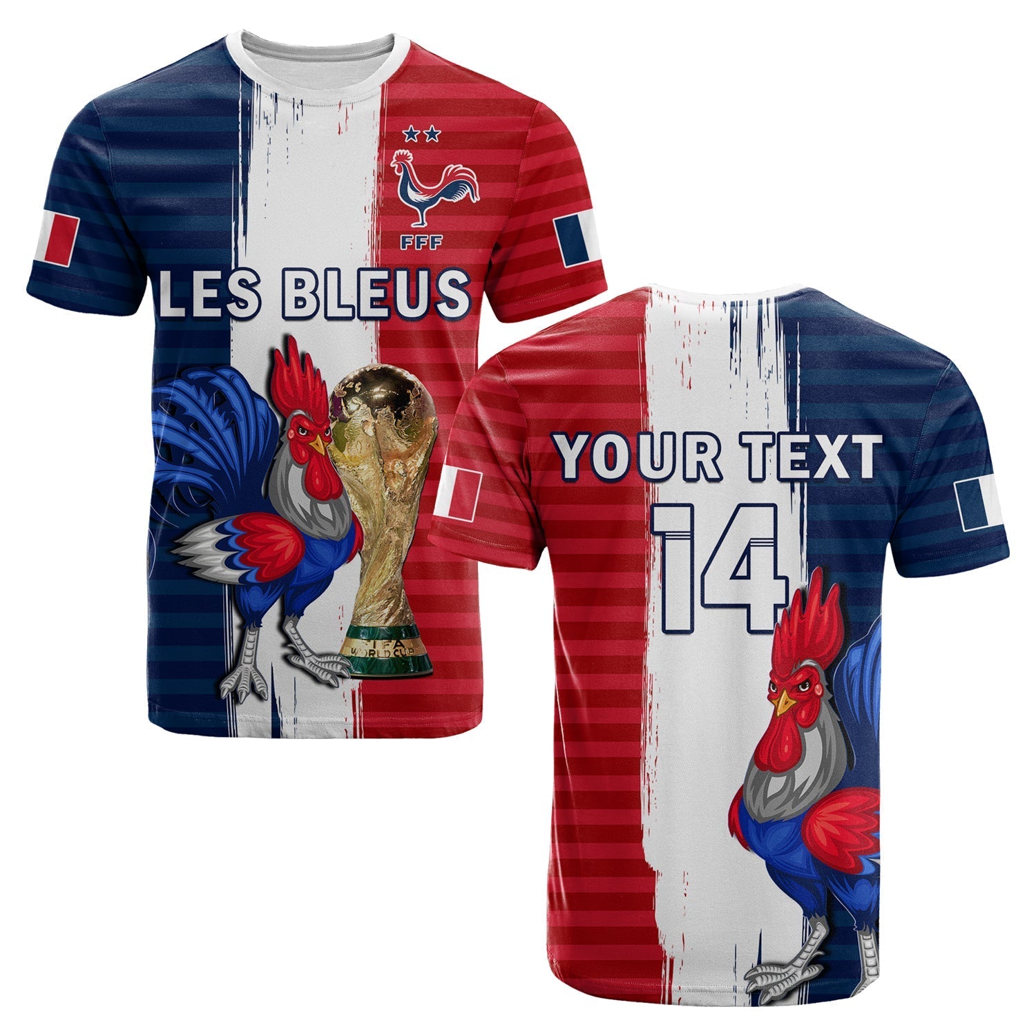 Custom France Football T-Shirt Les Bleus Champions World Cup 2022 Graphic Tee